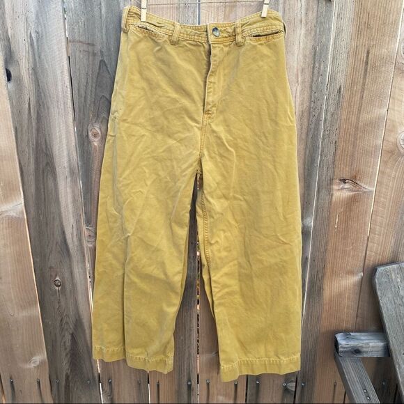 Free People we the free mustard Yellow High-Rise Cropped Wide-Leg Pants size 27 - Picture 8 of 12